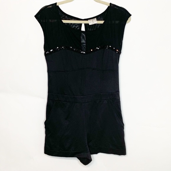 Free People Pants - Free People Black Sequin Shorts Romper